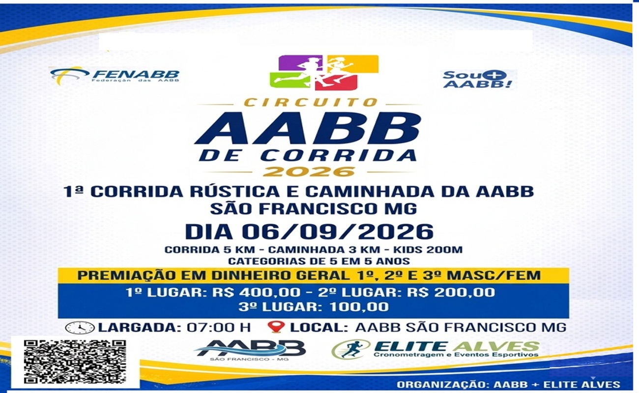 1ª Corrida Rústica e Caminhada da AABB de São Francisco-MG